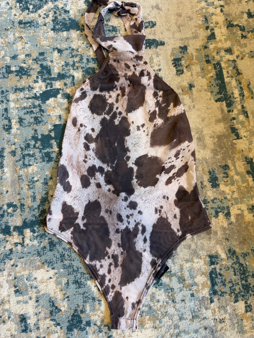 Cow Print Halter One-Piece Bodysuit